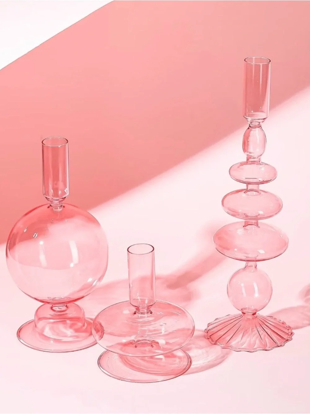 Wavy Taper Glass Candle Holders 3-Piece Set